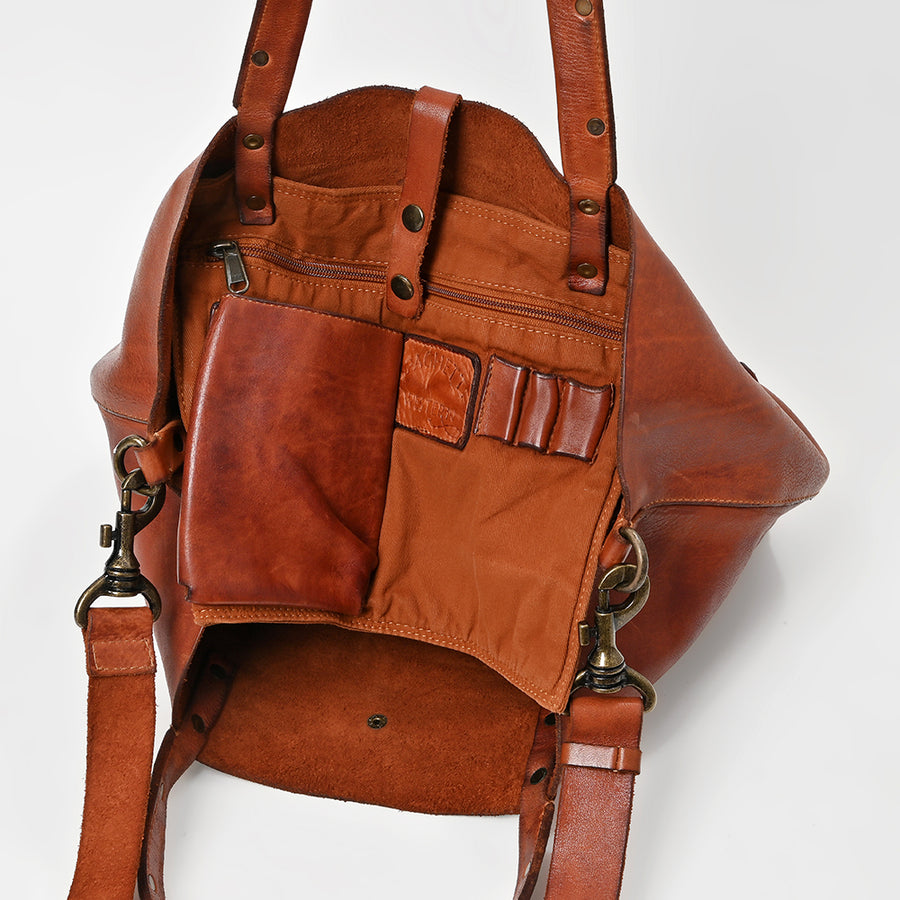 Spaghetti Western Genuine Full Grain Leather Tote Bag for Women Large Shoulder Handbag with Adjustable Strap