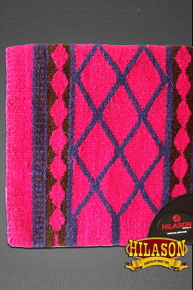 Hilason Horse Western Saddle Blanket New Zealand Wool Pink/Brown