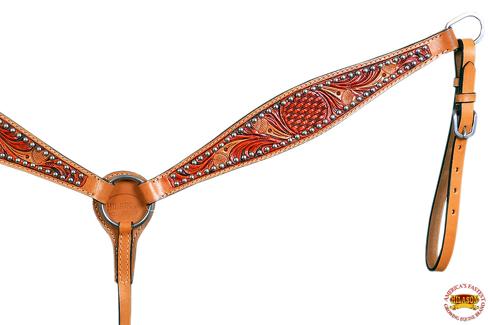 Hilason Western Horse Breast Collar Bridle American Leather Tan