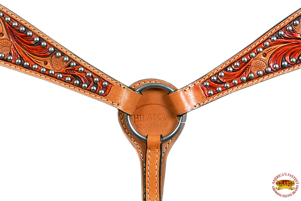 Hilason Western Horse Breast Collar Bridle American Leather Tan