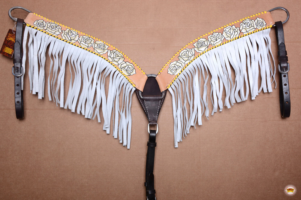 HILASON Western Horse American Leather Headstall & Breast Collar Set Tack Tan