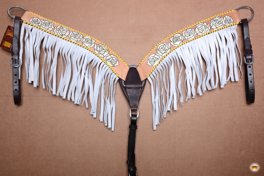 HILASON Western Horse American Leather Headstall Breast Collar Tack Tan