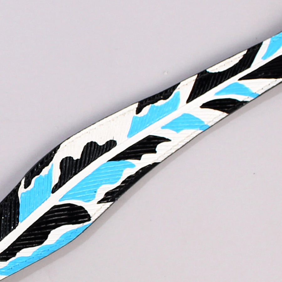HILASON Western Horse Genuine Leather Printed Breast Collar Turquoise & Black