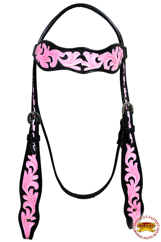 HILASON Western Horse American Leather Headstall & Breast Collar Set Tack Black