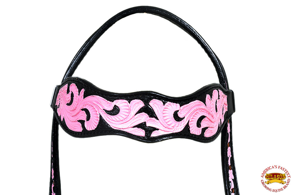 HILASON Western Horse American Leather Headstall & Breast Collar Set Tack Black