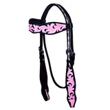 HILASON Western Horse American Leather Headstall & Breast Collar Set Tack Black