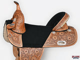 Western Horse Saddle Treeless Trail Barrel Leather Sun Flower Hilason