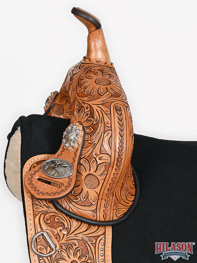 Western Horse Saddle Treeless Trail Barrel Leather Sun Flower Hilason