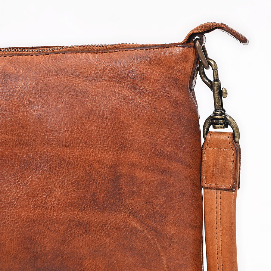 Spaghetti Western Terralux Premium Cognac Leather Crossbody Shoulder Bag
