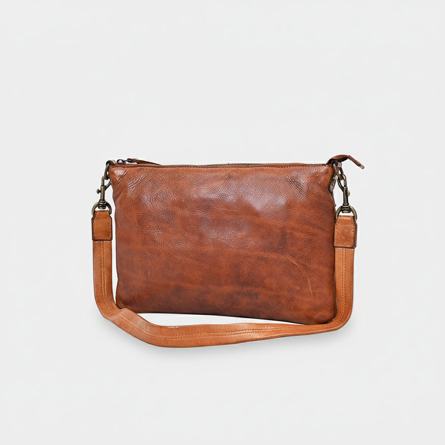 Spaghetti Western Full Grain Leather Crossbody Bag for Women - Slim Shoulder Bag with YKK Zipper, Multi-Pocket - Uhorse