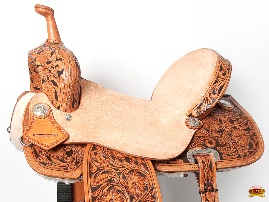 HILASON Flex Tree Western Horse Saddle in American Leather Barrel Trail | for Horses