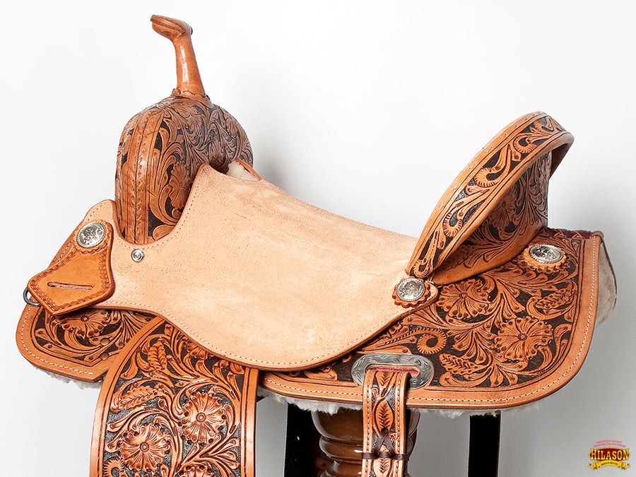 HILASON Flex Tree Western Horse Saddle in American Leather Barrel Trail | for Horses