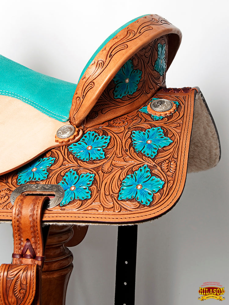 Flex Tree Western Horse Saddle In American Leather Barrel Trail Hilason
