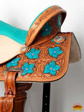 Flex Tree Western Horse Saddle In American Leather Barrel Trail Hilason