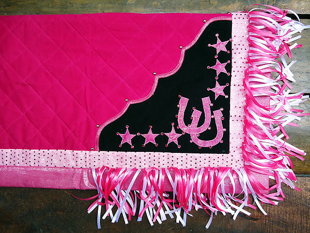 Hilason Western Horse Shoe & Stars Show Barrel Racing Rodeo Saddle Blanket Pink