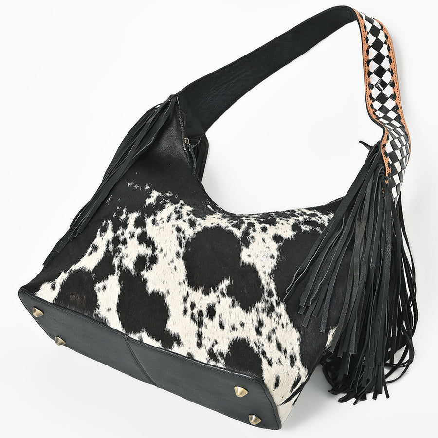 American Darling Hobo Bag Western Hair-On Cowhide Genuine Leather Purse with Fringes and YKK Zipper