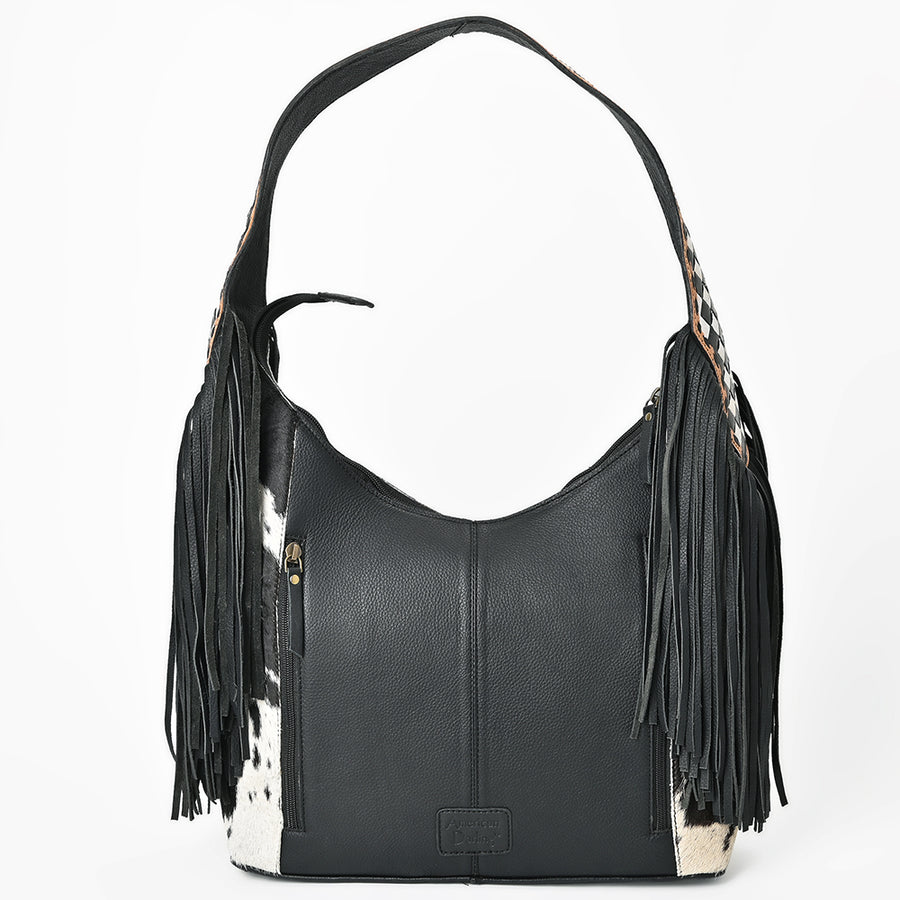 American Darling Hobo Bag Western Hair-On Cowhide Genuine Leather Purse with Fringes and YKK Zipper
