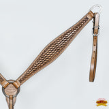 HILASON Western Horse Headstall & Breast Collar American Leather Basket Tan
