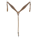 HILASON Western Horse Headstall & Breast Collar American Leather Basket Tan