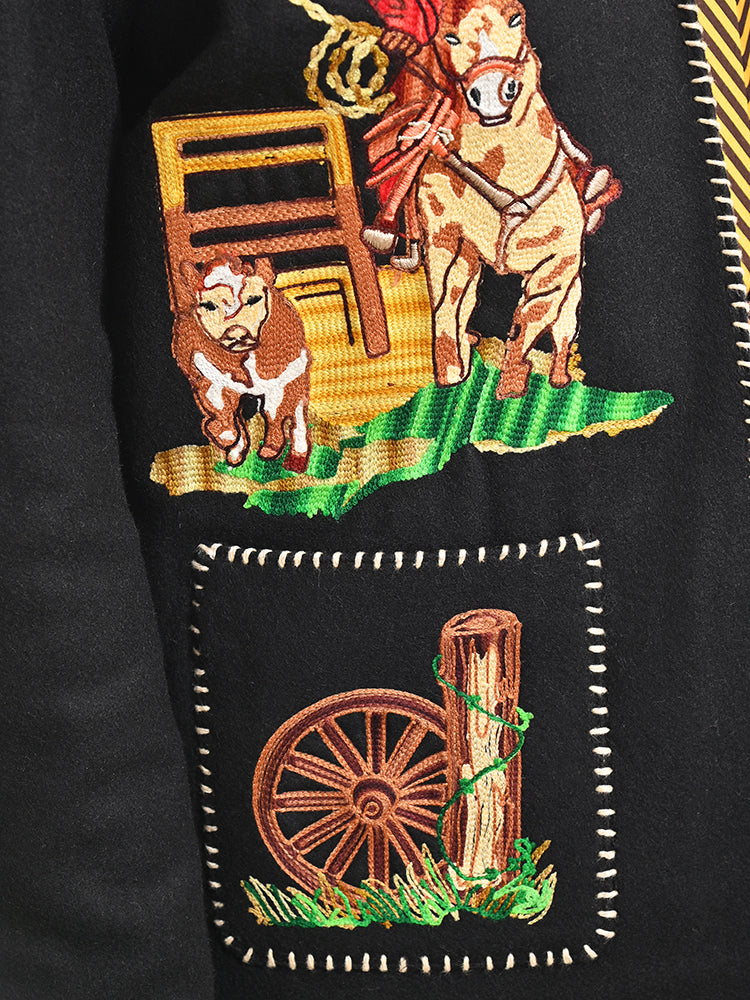 American Darling Women’s Western Rodeo Blazer - Vintage Style Embroidered Cowboy Jacket with Horse & Lasso Motif