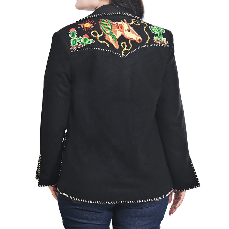 American Darling Women’s Western Rodeo Blazer - Vintage Style Embroidered Cowboy Jacket with Horse & Lasso Motif