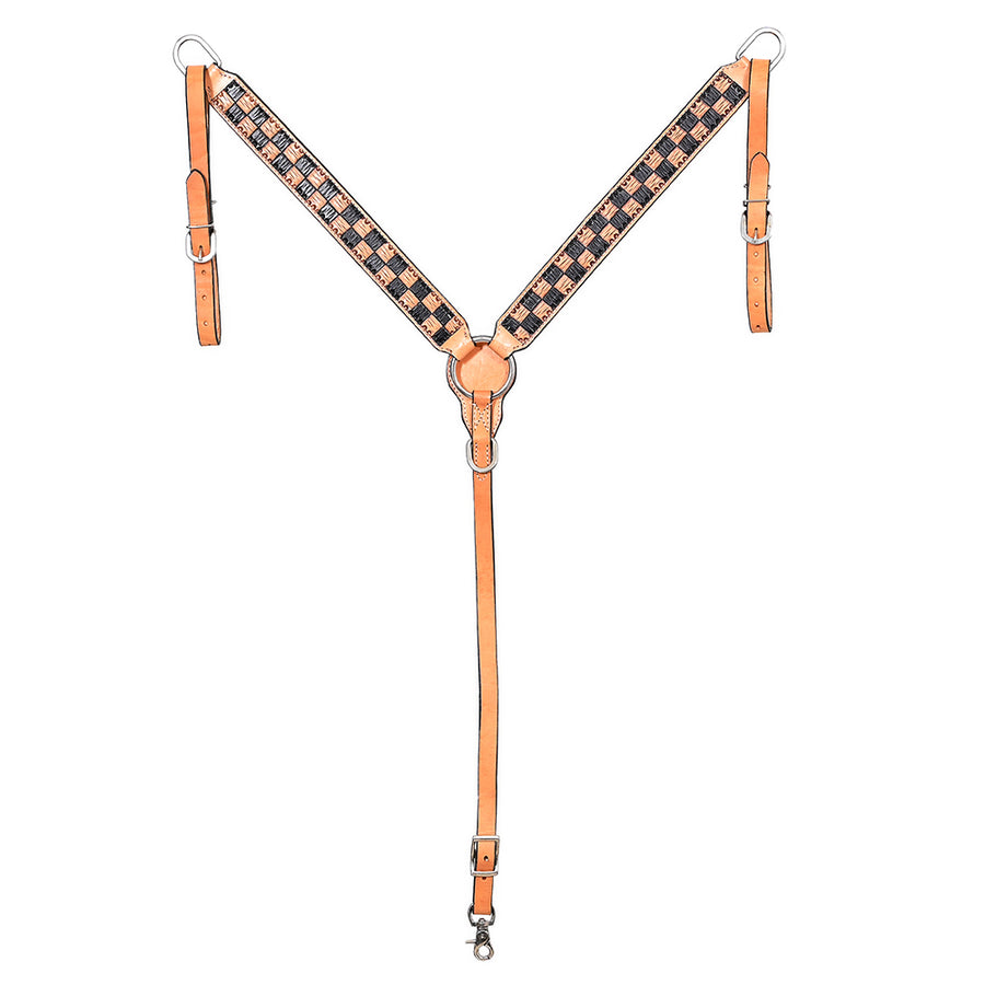HILASON Western Horse Breast Collar Tack Set American Leather Hand Tooled Tan - Uhorse