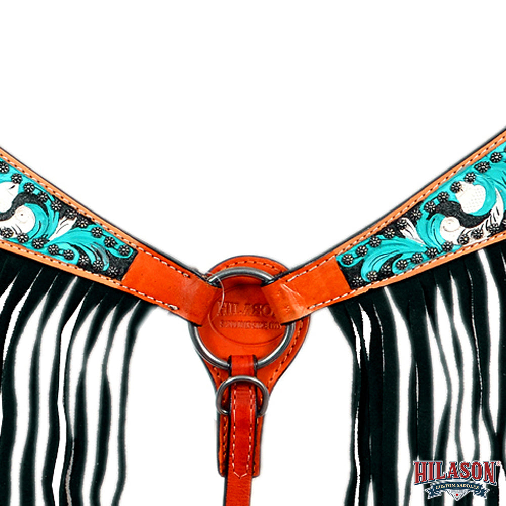 HILASON Western Horse Headstall Breast Collar Genuine American Leather Saddle Tan