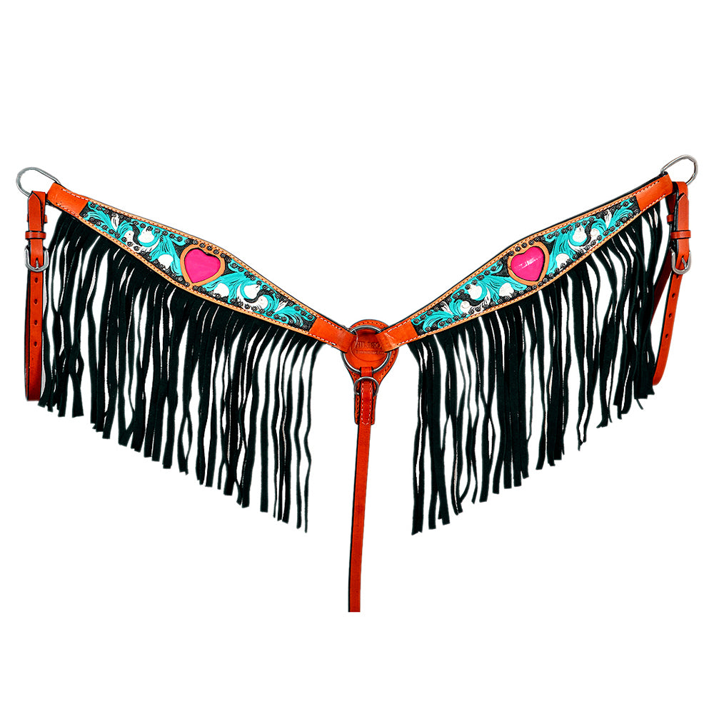 HILASON Western Horse Headstall Breast Collar Genuine American Leather Saddle Tan