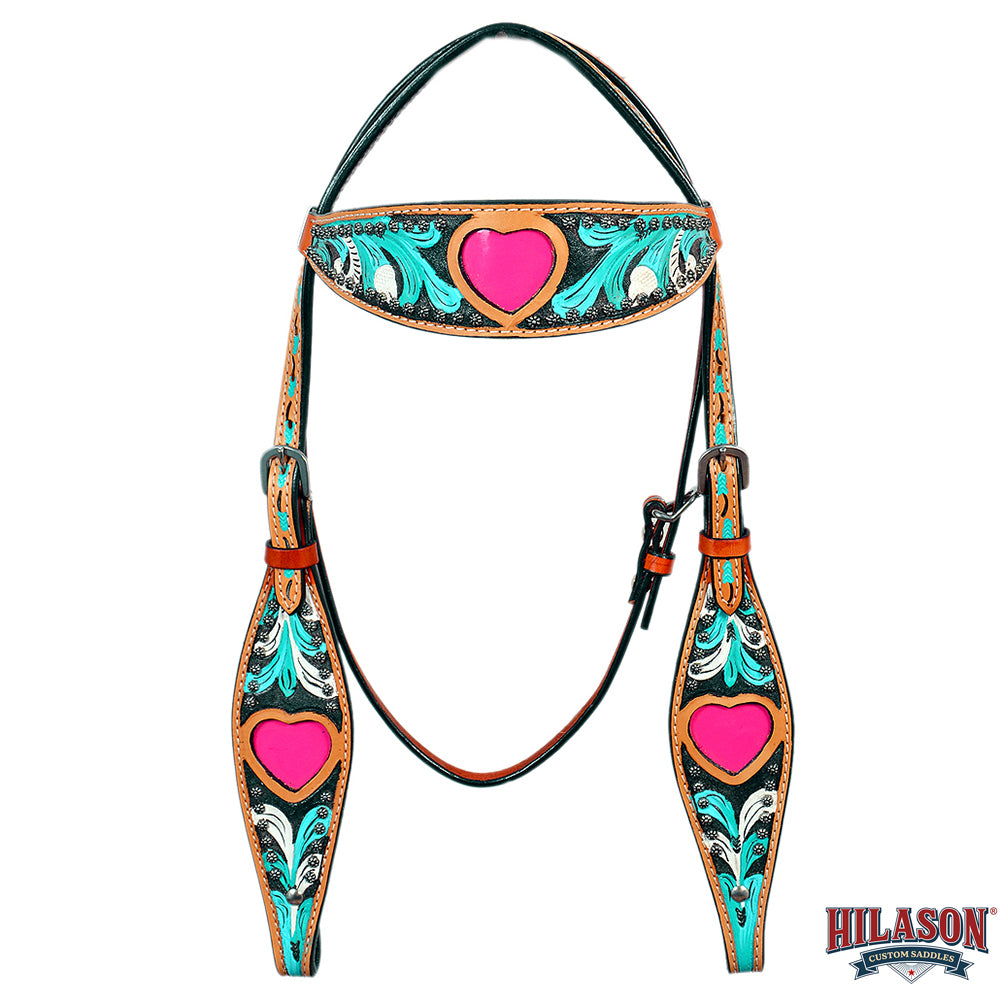 HILASON Western Horse Headstall Breast Collar Genuine American Leather Saddle Tan