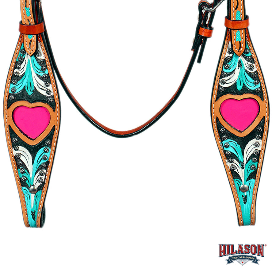 HILASON Western Horse Headstall Breast Collar Genuine American Leather Saddle Tan