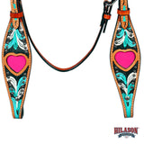 HILASON Western Horse Headstall Breast Collar Genuine American Leather Saddle Tan