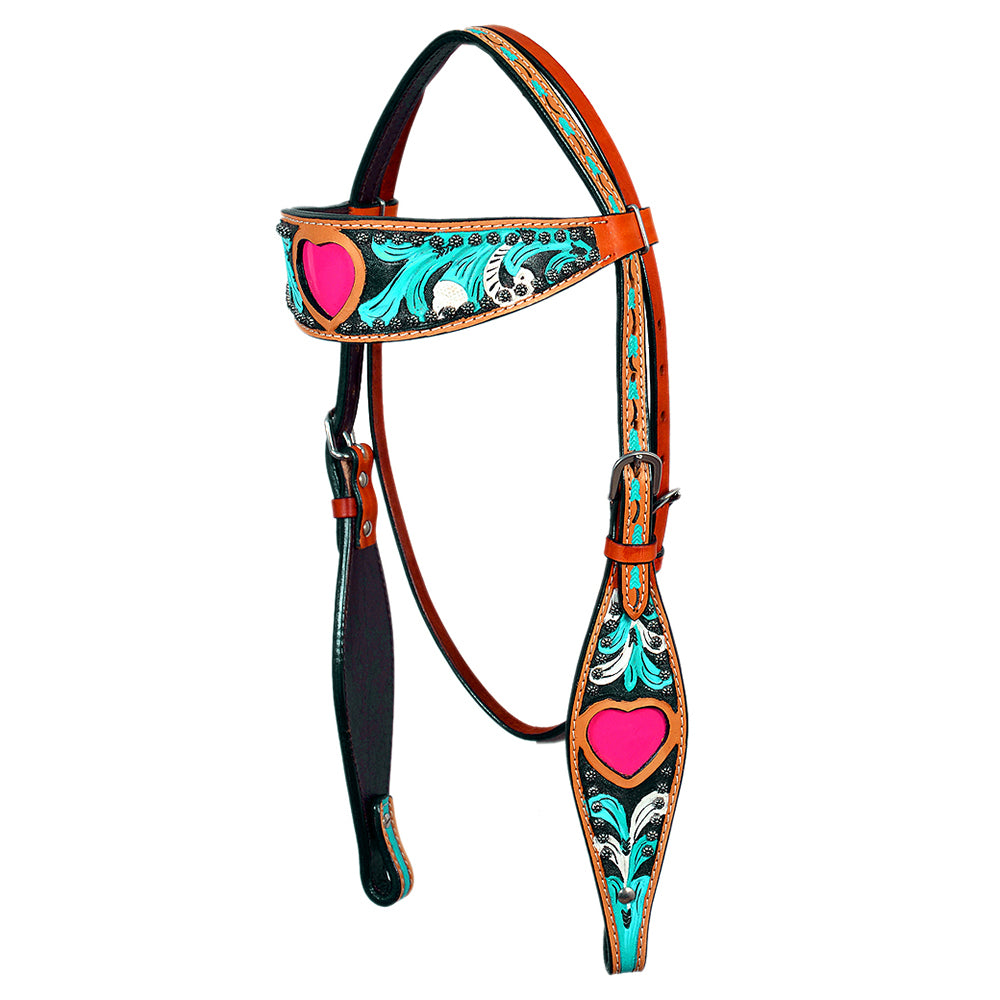 HILASON Western Horse Headstall Breast Collar Genuine American Leather Saddle Tan