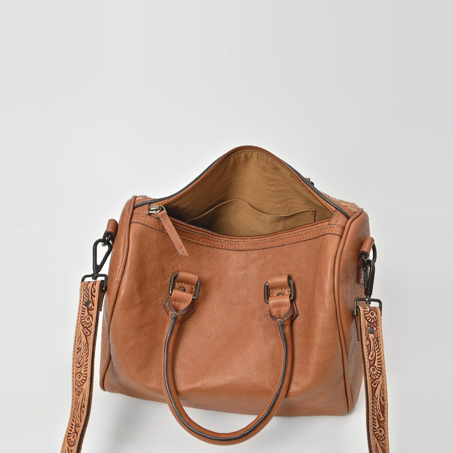 American Darling Hand-Tooled Leather Western Speedy Bag with Floral