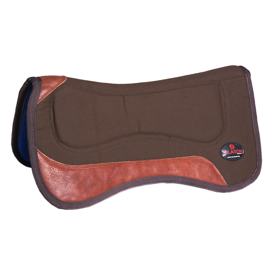 Brown and cognac leather saddle pad with purple binding - Uhorse