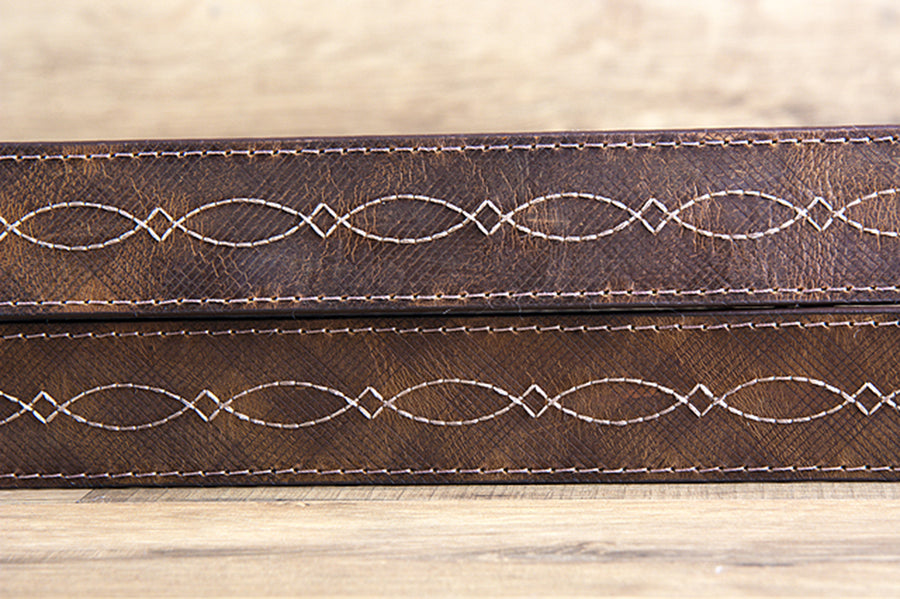 3D 38 Inch Brown Mens Leather Fashion Cowboy Belt W/Silver Buckle
