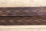 3D BELTS Brown Western Leather Belt with Woven Inlay & Antique Silver Buckle