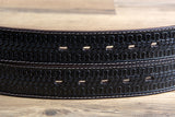 3D BELTS Brown Western Leather Belt with Woven Inlay & Antique Silver Buckle
