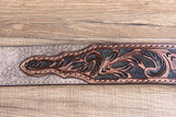 M&F Western Men's Tooled Brown Tan Suede Western Belt Star Conchos Silver Buckle