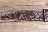 M&F Western Men's Tooled Brown Tan Suede Western Belt Star Conchos Silver Buckle