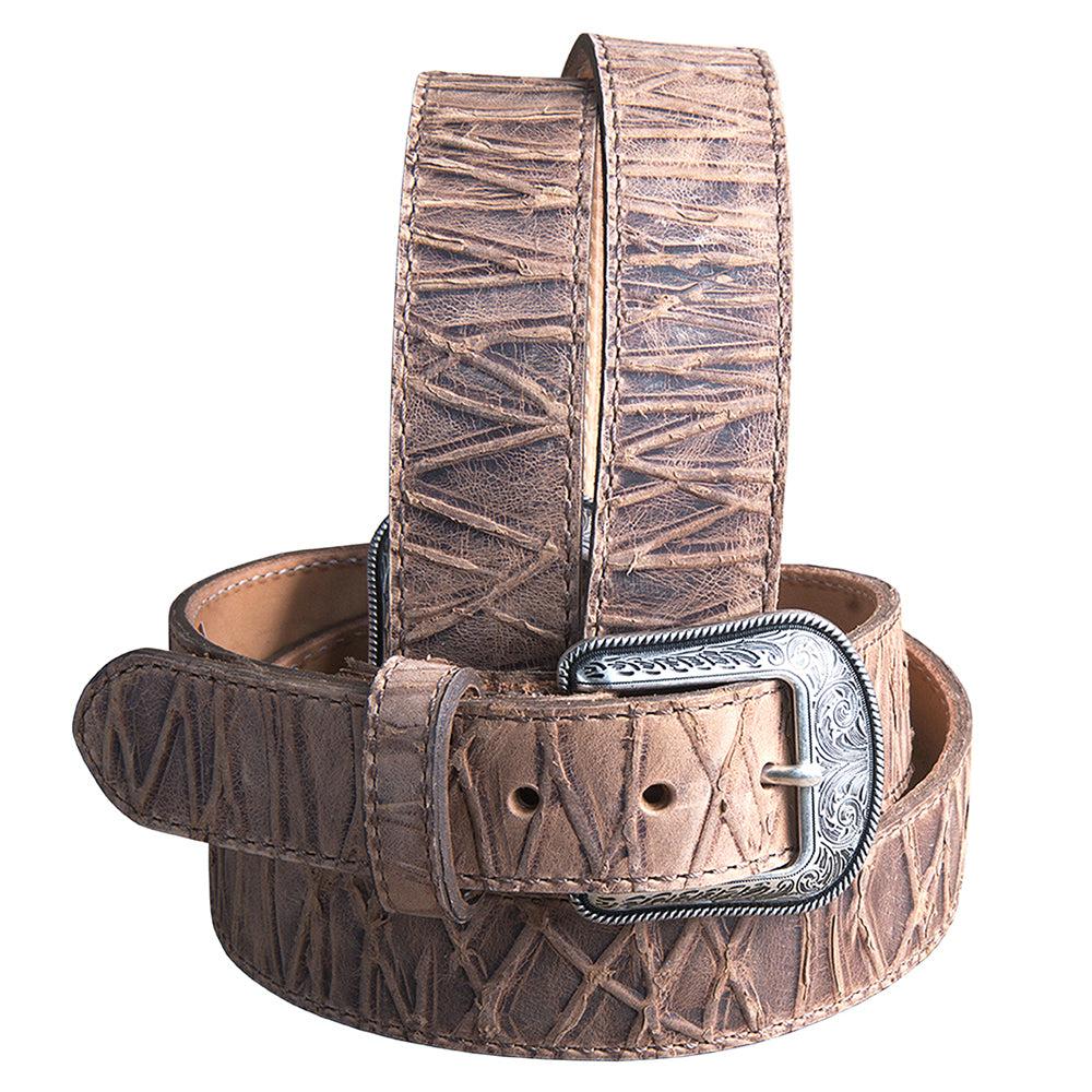 3D Western Men's Genuine Leather Embossed Tan/Brown Belt Western Style