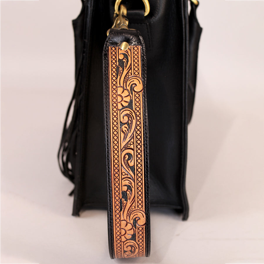 Laurel Sunset Rodeo Handtooled and Grain Leather Tote Bag | Houston Livestock Show & Rodeo