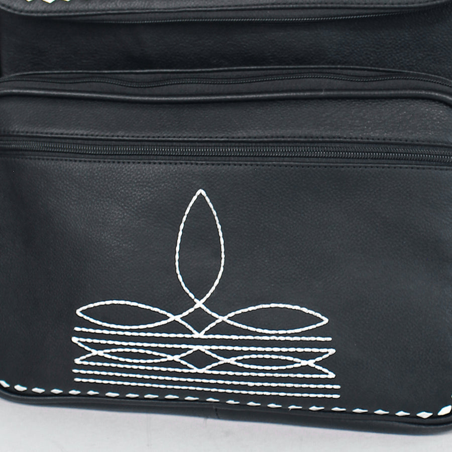 Laurel Midnight Rodeo Black Bootstitch Grain Leather Backpack | Houston Livestock Show & Rodeo