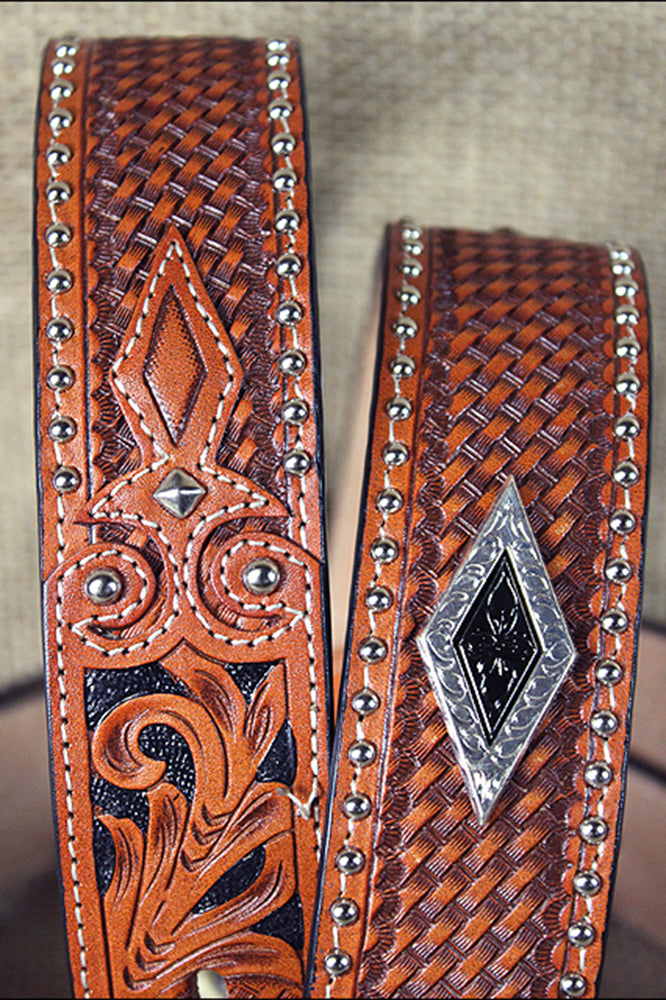 3D Western Men's Hand Tooled Full-Grain Leather Belt With Removable Buckle