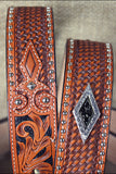 3D Western Men's Hand Tooled Full-Grain Leather Belt With Removable Buckle