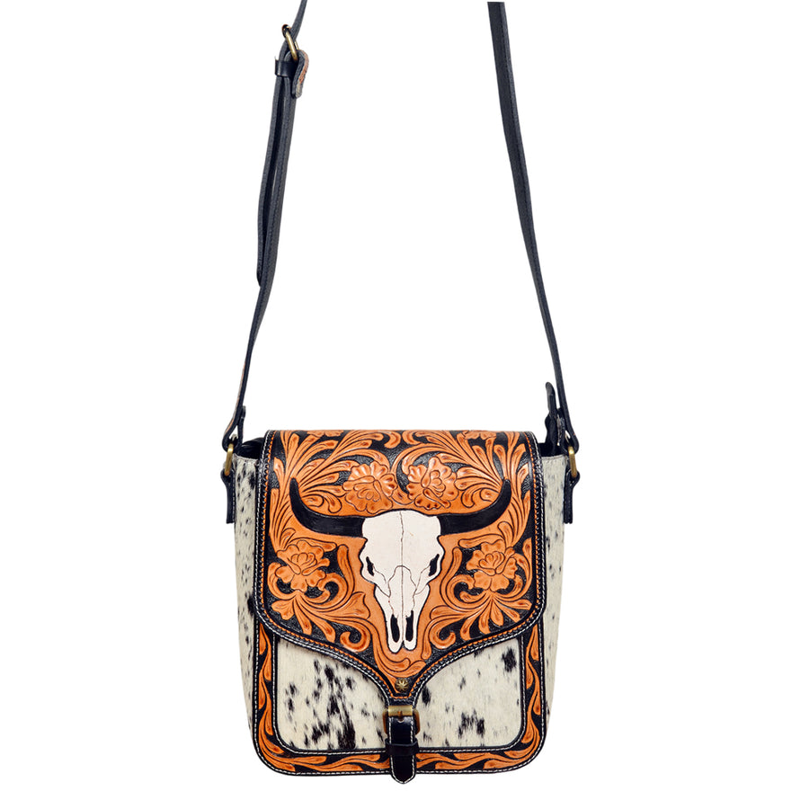American Darling Western Skull Hair-On Cowhide Crossbody
