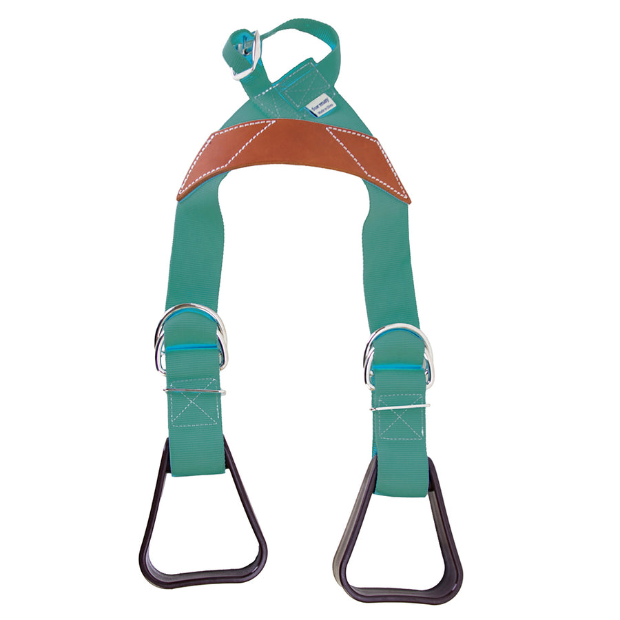 Hilason Saddle Buddy Kids Stirrup Adjustable Black Nylon with Genuine Cow Leather Black Turquoise - Uhorse