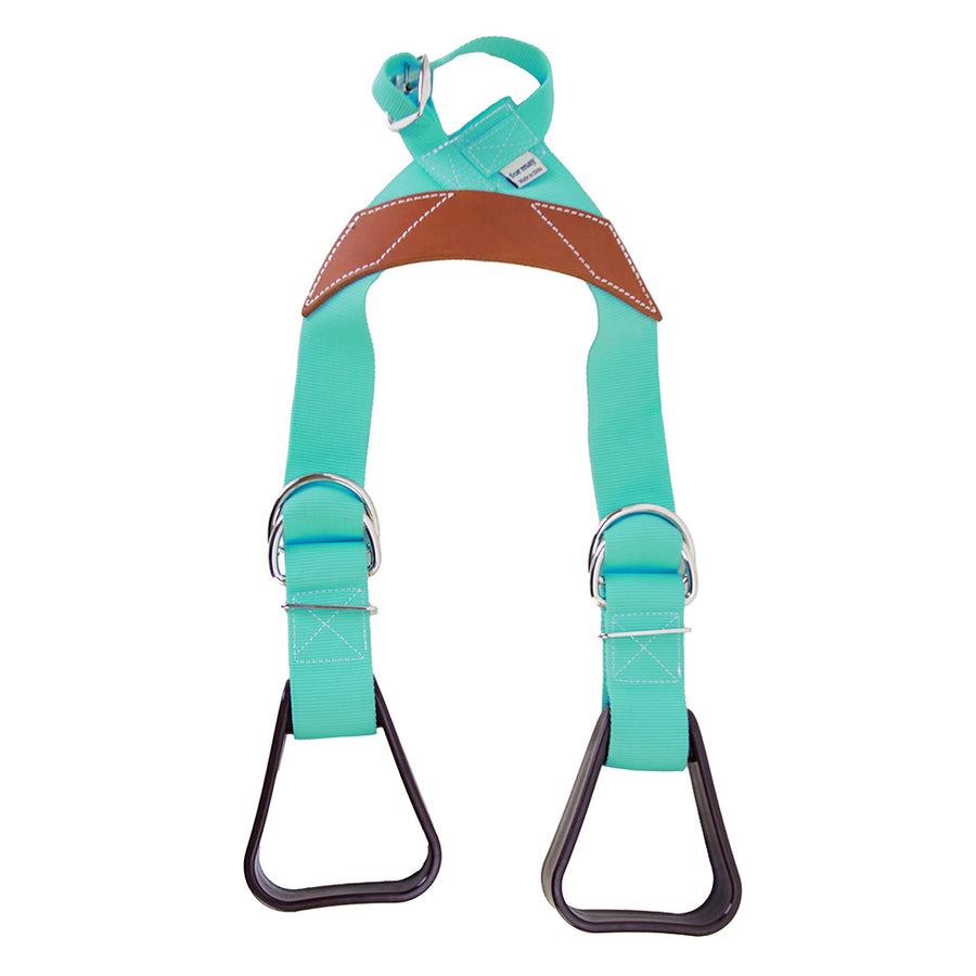 Hilason Saddle Buddy Kids Stirrup Adjustable Black Nylon with Genuine Cow Leather Black Teal - Uhorse