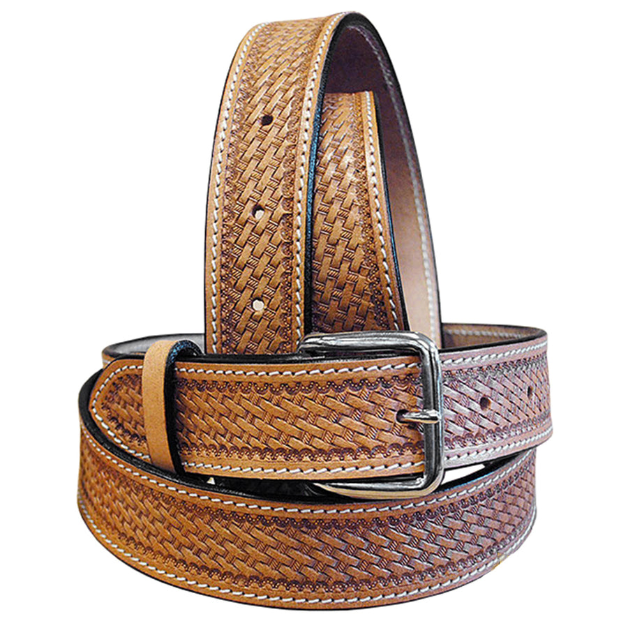 32 In Hilason Hand Tooled Heavy Duty Western Work Leather men's women's Belt Tan - Uhorse