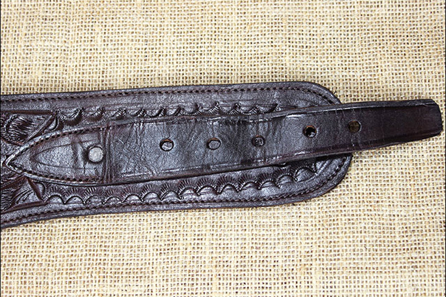 Hilason 46" Right Hand Tooled Leather Western Cowboy Gun Rig Holster Belt for .44 / .45 Caliber Revolver – Brown