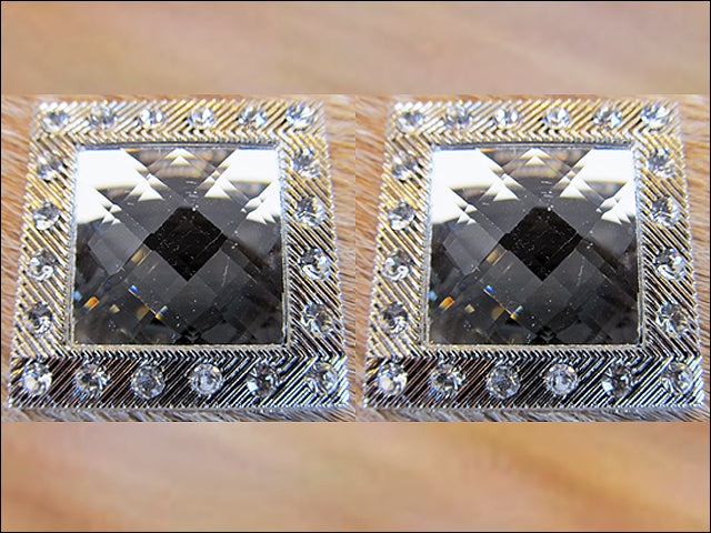 HILASON Screw Back Concho Grey Silver Crystals Square Saddle Color | Bridle Conchos Western Slotted
